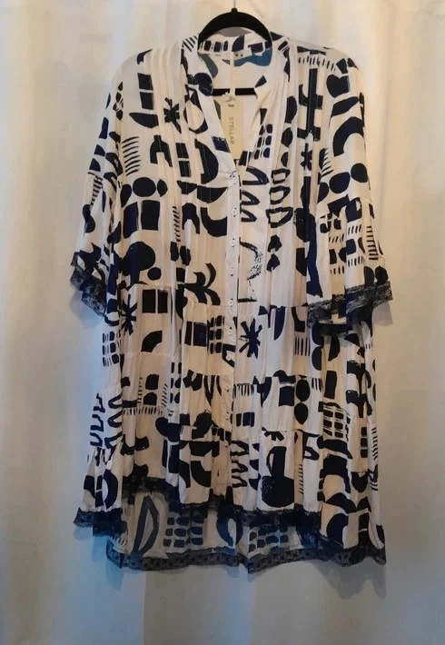 Tunique longue style chemisier, Taille 5XL, asymétrique